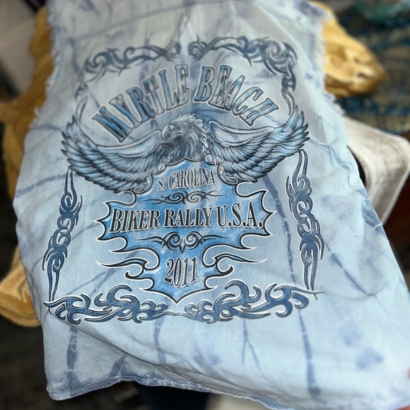 USA Biker Design Biker Rally Frayed, Sleeveless MYRTLE BEACH 2011 Shirt, sz. L. - Picture 3 of 12